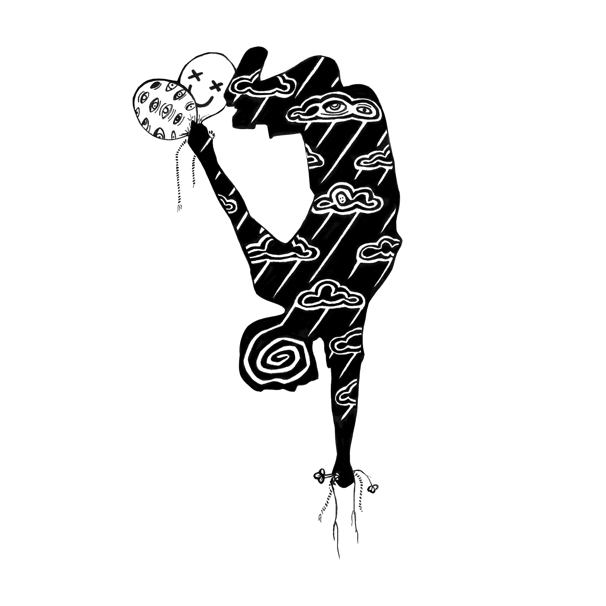 Black and white Halfpace character illustration